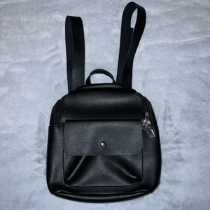 NWOT Black Faux Leather Backpack